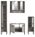 Badm�bel Set 4-teilig Scana in sand und schwarz Badkombination 170 x 192 cm, Soft-Close