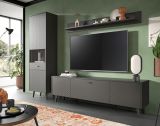 Vitrine Madea in grau matt Vitrinenschrank 58 x 195 cm
