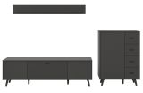 Wohnwand Madea in grau matt Wohnkombination 3-teilig 269 x 175 cm