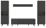 Wohnwand Madea in grau matt Wohnkombination 4-teilig 331 x 195 cm