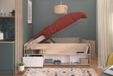 Parisot Stauraumbett Travel in Eiche Jackson und wei� Hochbett Liegefl�che 140 x 200 cm