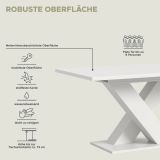 Esstisch Home-X in wei� Tisch ausziehbar 150 - 190 cm