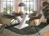 Esstisch Home-X in grau und wei� Tisch ausziehbar 150 - 190 cm