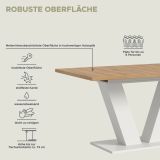 Esstisch Home-X in Artisan Eiche und wei� Tisch ausziehbar 150 - 190 cm