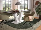 Esstisch Home-X in grau und wei� Tisch ausziehbar 150 - 190 cm