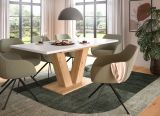 Esstisch Home-X in wei� und Artisan Eiche Tisch ausziehbar 150 - 190 cm