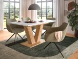 Esstisch Home-X in wei� und Artisan Eiche Tisch ausziehbar 150 - 190 cm