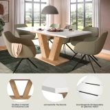 Esstisch Home-X in wei� und Artisan Eiche Tisch ausziehbar 150 - 190 cm