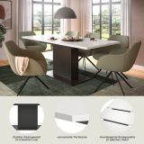 Esstisch Home-X in wei� und grau S�ulentisch ausziehbar 150 - 190 cm