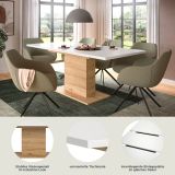 Esstisch Home-X in wei� und Artisan Eiche Tisch ausziehbar 150 - 190 cm