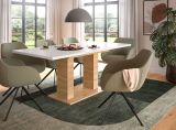 Esstisch Home-X in wei� und Artisan Eiche Tisch ausziehbar 150 - 190 cm