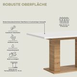 Esstisch Home-X in wei� und Artisan Eiche Tisch ausziehbar 150 - 190 cm