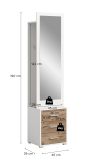 Kompaktgarderobe Pallas in wei� und Nox Eiche Garderobe mit Spiegel 45 x 190 cm