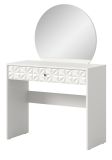Schminktisch Relief in wei� Hochglanz mit 3-D Struktur Kosmetiktisch mit Spiegel 90 cm
