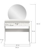 Schminktisch Relief in wei� Hochglanz mit 3-D Struktur Kosmetiktisch mit Spiegel 90 cm