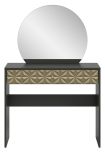 Schminktisch Relief in schwarz und Gold mit 3-D Struktur Kosmetiktisch mit Spiegel 90 cm