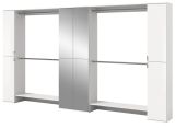 Garderobenschrank mit Spiegelt�r SystemX in wei� Hochglanz Schuhschrank 341 x 193 cm