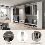 Garderobenschrank mit Spiegelt�r SystemX in wei� Hochglanz Schuhschrank 341 x 193 cm