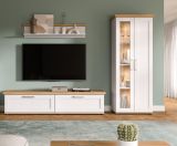 Vitrine Mirano in wei� L�rche und Eiche Artisan Landhaus Vitrinenschrank 64 x 161 cm