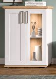 Vitrine Mirano in wei� L�rche und Eiche Artisan Landhaus Highboard 64 x 88 cm