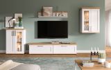 Vitrine Mirano in wei� L�rche und Eiche Artisan Landhaus Highboard 64 x 88 cm