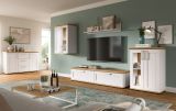 Vitrine Mirano in wei� L�rche und Eiche Artisan Landhaus Highboard 64 x 88 cm