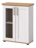 Vitrine Mirano in wei� L�rche und Eiche Artisan Landhaus Highboard 64 x 88 cm