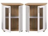 Vitrine Mirano in wei� L�rche und Eiche Artisan Landhaus Highboard 64 x 88 cm