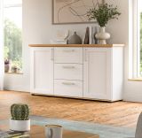Sideboard Mirano in wei� L�rche und Eiche Artisan Landhaus Kommode 129 cm