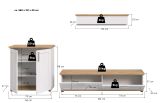 Wohnwand Mirano in wei� L�rche und Eiche Artisan Landhaus Wohnkombination 3-teilig 260 cm