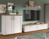 Wohnwand Mirano in wei� L�rche und Eiche Artisan Landhaus Wohnkombination 3-teilig 260 cm