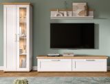 Wohnwand Mirano in wei� L�rche und Eiche Artisan Landhaus Wohnkombination 3-teilig 240 cm