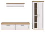 Wohnwand Mirano in wei� L�rche und Eiche Artisan Landhaus Wohnkombination 3-teilig 240 cm