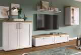 Wohnwand Mirano in wei� L�rche und Eiche Artisan Landhaus Wohnkombination 4-teilig 336 cm