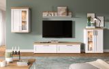 Wohnwand Mirano in wei� L�rche und Eiche Artisan Landhaus Wohnkombination 4-teilig 316 cm