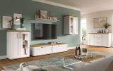 Wohnwand Mirano in wei� L�rche und Eiche Artisan Landhaus Wohnkombination 4-teilig 316 cm
