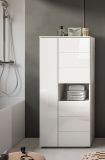 Badezimmer Midischrank Larik in wei� Hochglanz Badschrank 60 x 131 cm