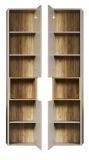 Badezimmer Hochschrank Jardins in Sand / Kaschmir und Eiche, Badschrank 40 x 186 cm mit Soft-Close