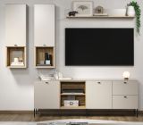 Wohnwand Jardins in Kaschmir Sand und Evoke Eiche, Set 4-teilig 250 x 210 cm mit Soft-Close