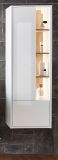 Bad Hochschrank Glide in wei� Hochglanz mit Eiche, H�ngeschrank inkl. Beleuchtung 45 x 150 cm