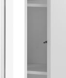 Bad Hochschrank Glide in wei� Hochglanz mit Eiche, H�ngeschrank inkl. Beleuchtung 45 x 150 cm