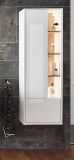 Bad Hochschrank Glide in wei� Hochglanz mit Eiche, H�ngeschrank inkl. Beleuchtung 45 x 150 cm