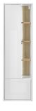 Bad Hochschrank Glide in wei� Hochglanz mit Eiche, H�ngeschrank inkl. Beleuchtung 45 x 150 cm