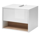 Waschbeckenunterschrank Glide in wei� Hochglanz und Eiche 60 cm