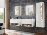 Waschbeckenunterschrank MIT Waschbecken Glide in wei� Hochglanz und Eiche 80 cm