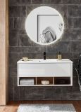 Waschbeckenunterschrank MIT Waschbecken Glide in wei� Hochglanz und Eiche 100 cm