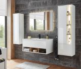 Waschbeckenunterschrank MIT Waschbecken Glide in wei� Hochglanz und Eiche 100 cm