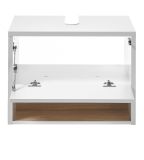 Badm�bel Set 2-teilig Glide in wei� Hochglanz und Eiche mit LED Beleuchtung 60 x 190 cm
