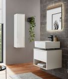 Badm�bel Set 3-teilig Glide in wei� Hochglanz und Eiche mit LED Beleuchtung 100 x 190 cm