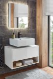 Badm�bel Set 2-teilig Glide in wei� Hochglanz und Eiche mit LED Beleuchtung 80 x 190 cm